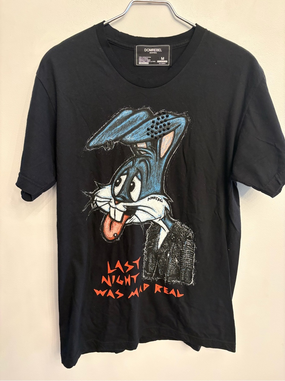 “Mad Real” Embellished Rabbit tshirt by Dom Rebel Montreal size Medium